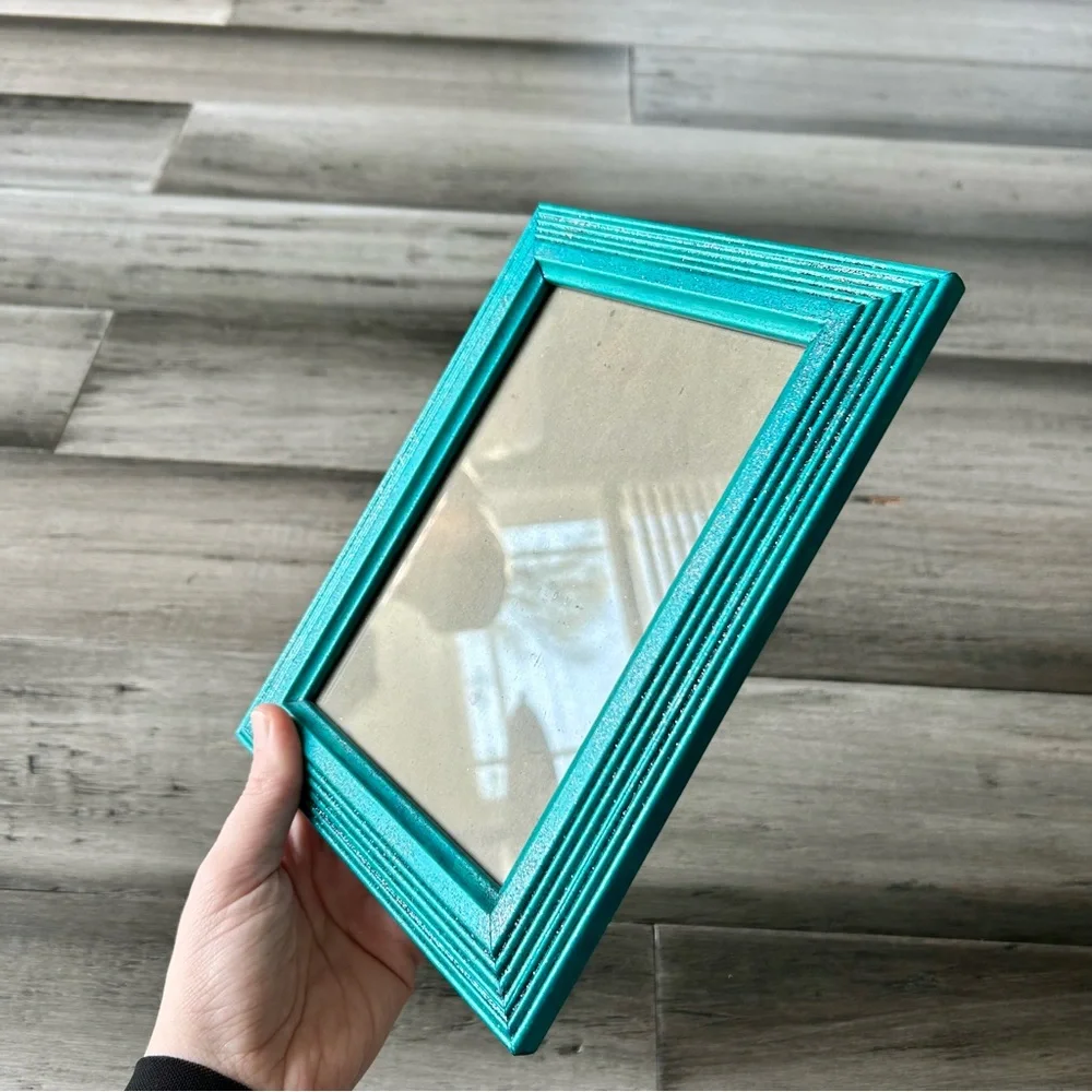 💸 5/20 Hand-painted Teal Turquoise Glitter Picture Frame 5 x 7
